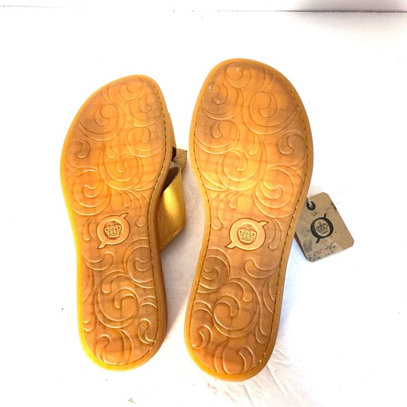 Born Womens Size 7 Azalea Leather Sandal Yellow Gold Goldenrod Flower NEW - Picture 7 of 11